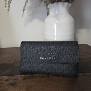 Michael Kors Black Signature Wallet 7.5 L x 4 H